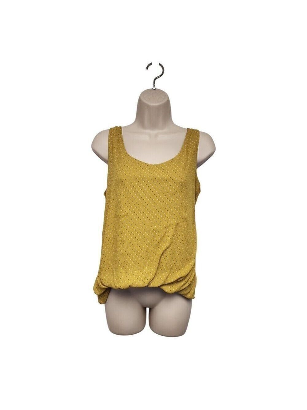 LOFT Women Polka Dots Yellow/White Sleeveless Blouse Size Small